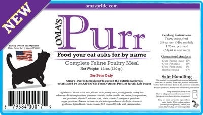 Oma’s Pride Recalls Purr Complete Feline Poultry Meal