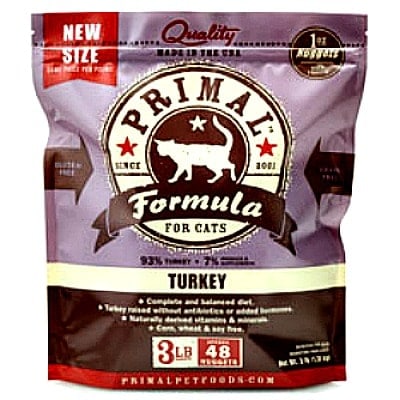 Primal Pet Food Recalls Single Batch of Feline Turkey Raw Frozen Formula